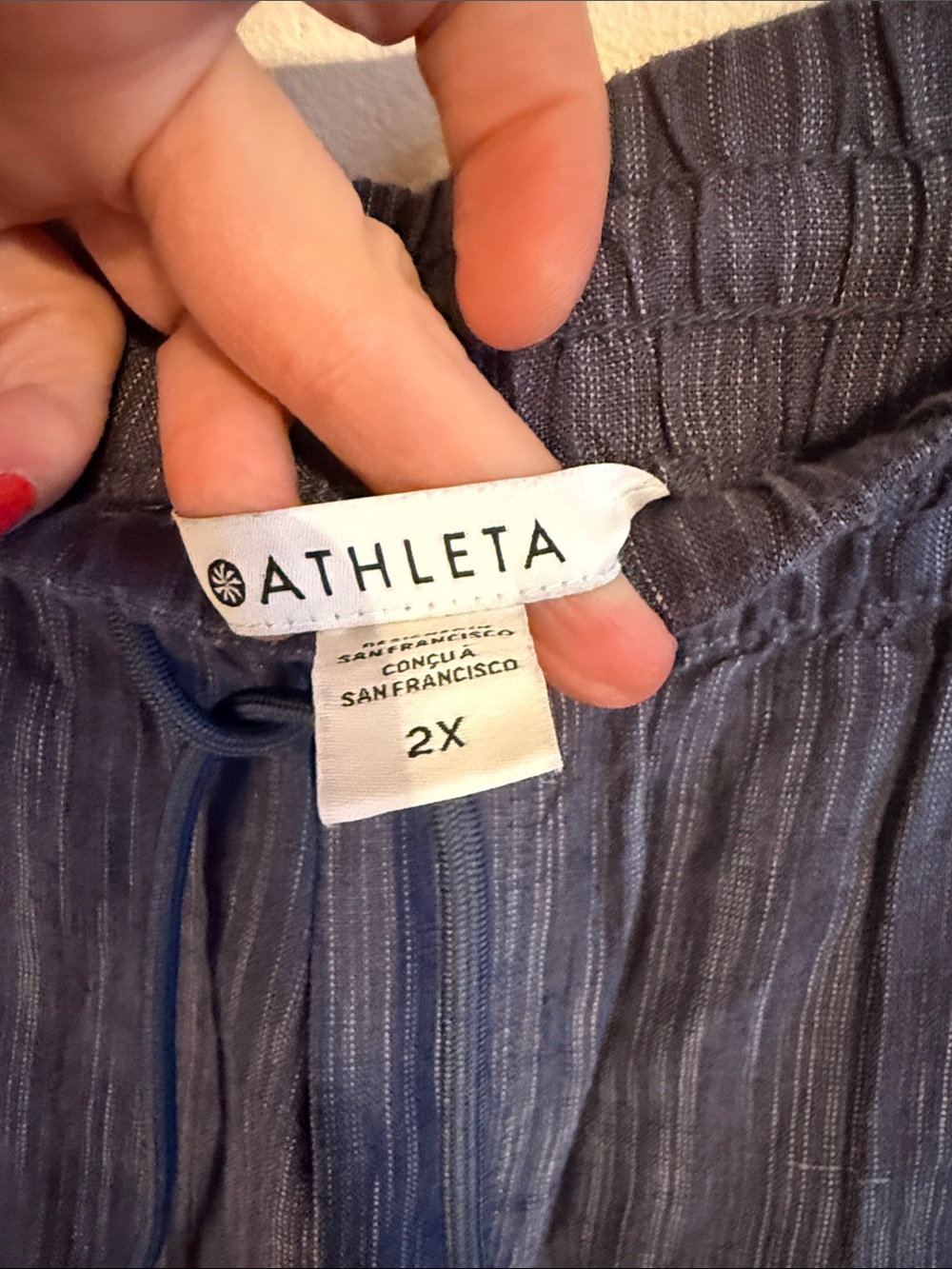 Athleta Navy Wide-Leg Drawstring Pants - Picture 2 of 7